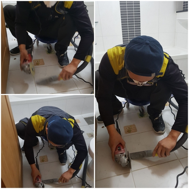 백시멘트 제거 작업